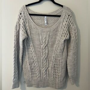 Women's Gray Cable Knit Sweater